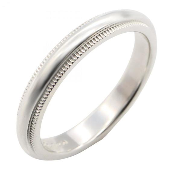 Tiffany Handbags - Tiffany & Co. Milgrain Ring, Pt950 Platinum, Men's and Women's, Silver
